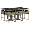 Set comedor jardín 7 pzas y cojines ratán sintético gris 3