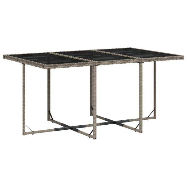 Set comedor jardín 7 pzas y cojines ratán sintético gris M 4