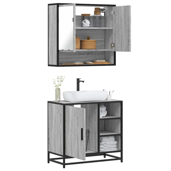 Set de muebles de baño 2 pzas madera contrachapada gris sonoma D