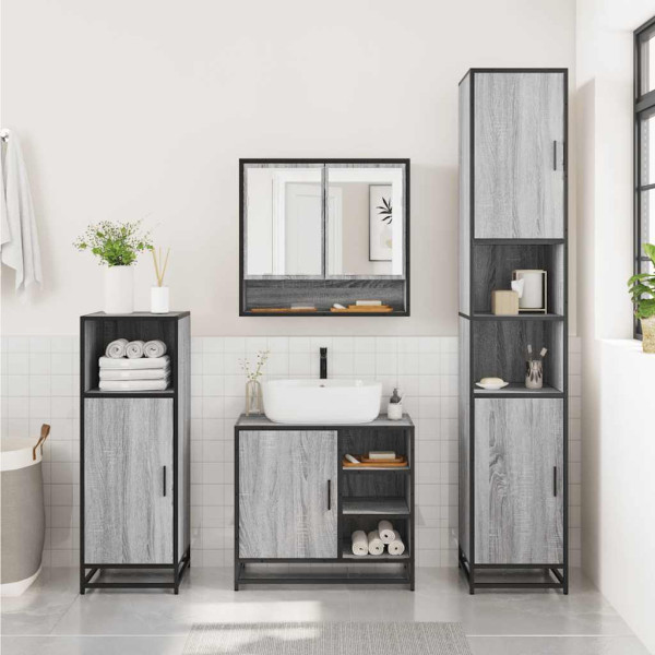Set de muebles de baño 2 pzas madera contrachapada gris sonoma M 4