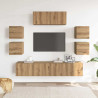 Mueble para TV de pared madera contrachapada artesanal 7 piezas 3