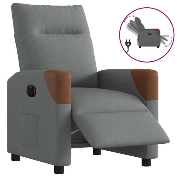 Sillón reclinable eléctrico de tela gris oscuro D