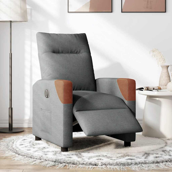 Sillón reclinable eléctrico de tela gris oscuro M 2