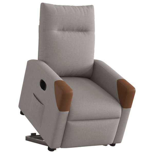 Sillón eléctrico reclinable elevable de tela gris taupe M 3