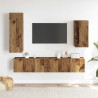 Conjunto de mueble de TV 4 piezas montado la pared madera vieja 3
