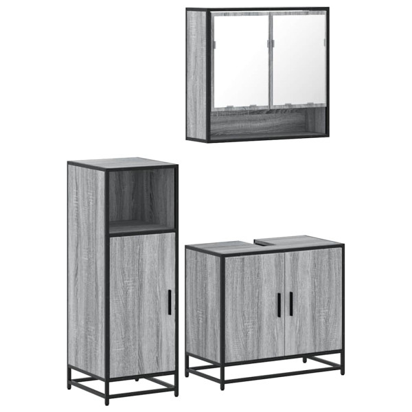 Set de muebles de baño 3 pzas madera contrachapada gris sonoma M 2