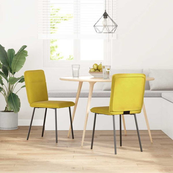 Cadeiras de jantar 2 pcs veludo amarelo M 2