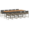 Set de comedor de jardín 11 pzas y cojines ratán sintético gris 2
