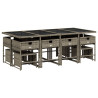 Set comedor de jardín con cojines 13 pzas ratán sintético gris 3