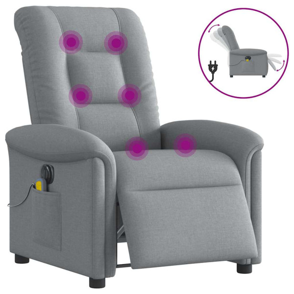 Sillón reclinable de masaje eléctrico tela gris claro D