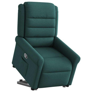 Sillón reclinable elevable tela verde oscuro H