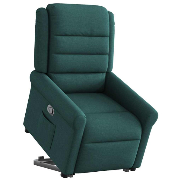 Sillón reclinable elevable tela verde oscuro M 2