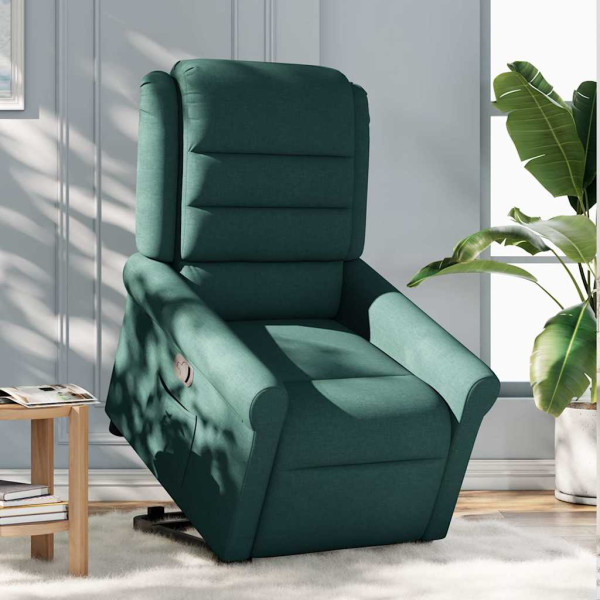 Sillón reclinable elevable tela verde oscuro M 3