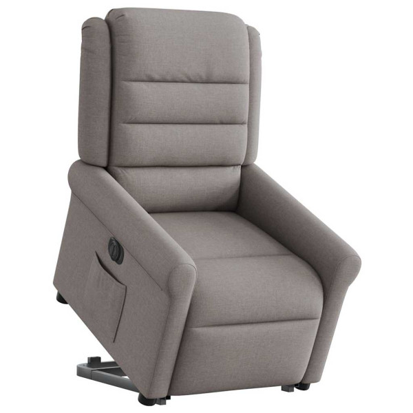 Sillón eléctrico reclinable elevable de tela gris taupe M 2