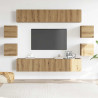 Muebles de TV de pared 8 uds madera ingeniería roble artesanal 3