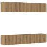 Muebles de TV de pared 4 uds madera ingeniería roble artesanal 2