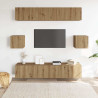 Conjunto de armário TV parede 6 pcs madeira carvalho artisiano 3