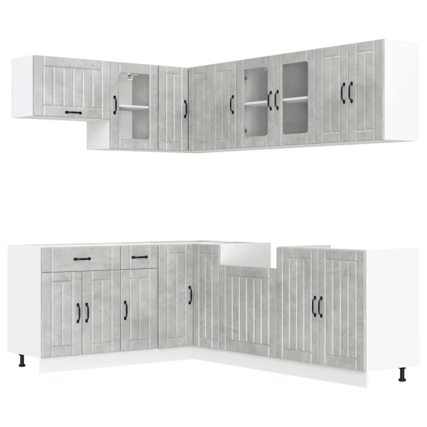 Mueble cocina Lucca gris hormigón 11 pzas madera contrachapada M 2