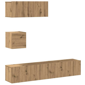 Mueble para TV de pared madera contrachapada artesanal 4 piezas H