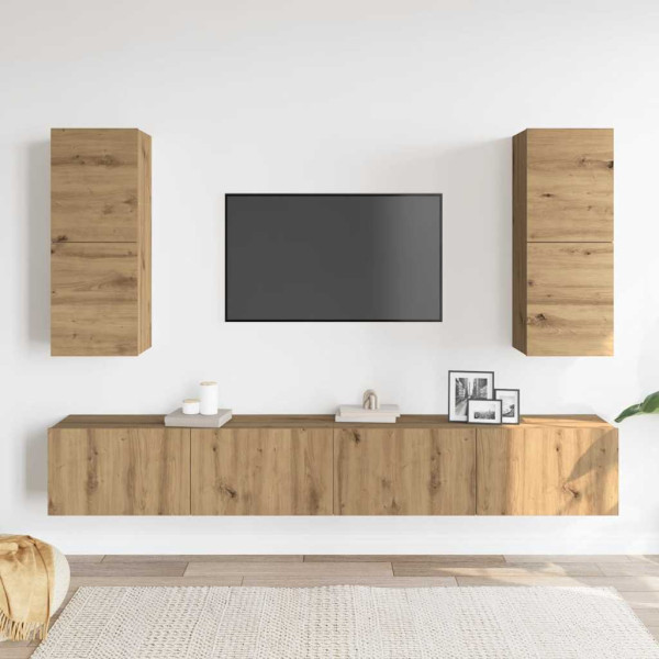 Mueble para TV de pared madera contrachapada artesanal 4 piezas M 3
