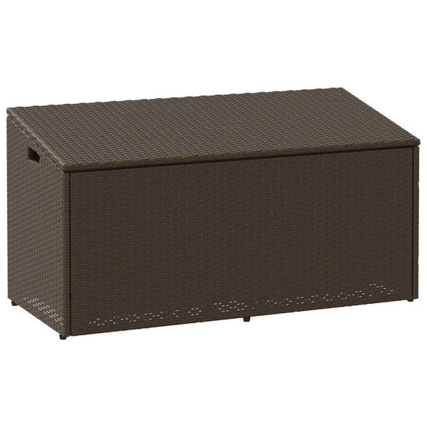 Caja de almacenaje jardín ratán sintético marrón 110x50x58 cm D