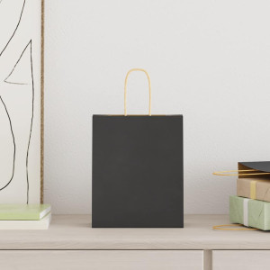 Bolsas de papel kraft con asas 250 uds negra 18x8x22 cm H