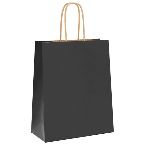 Bolsas de papel kraft con asas 250 uds negra 18x8x22 cm M 3