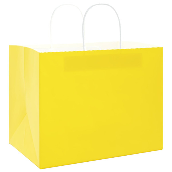 Sacos de papel 250 unid com alças amarelo 32x22x24 cm M 3