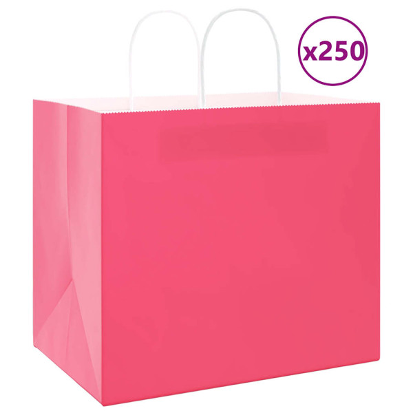 Bolsas de papel kraft con asas 250 uds rosa 32x22x28 cm D