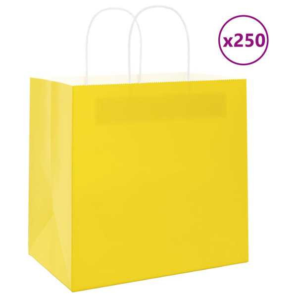 Bolsas de papel kraft con asas 250 uds amarillas 26x17x25 cm D