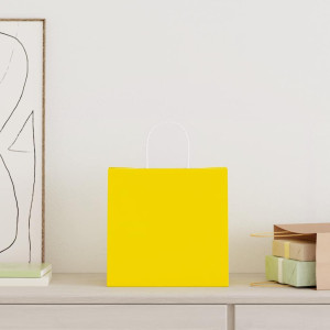 Bolsas de papel kraft con asas 250 uds amarillas 26x17x25 cm H