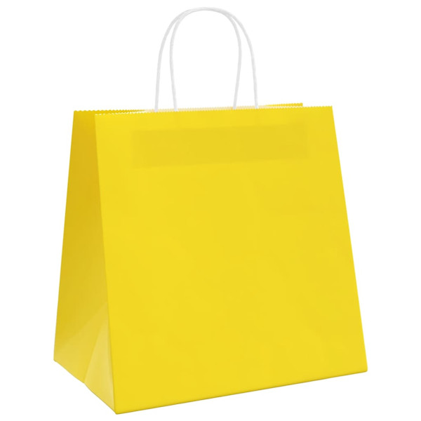 Sacos de papel 250 unid com alças amarelo 26x17x25 cm M 3