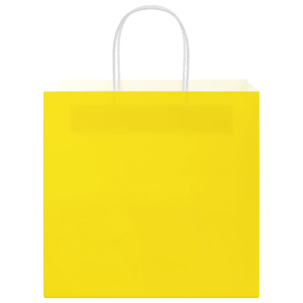 Sacos de papel 250 unid com alças amarelo 21x11x36 cm M 5