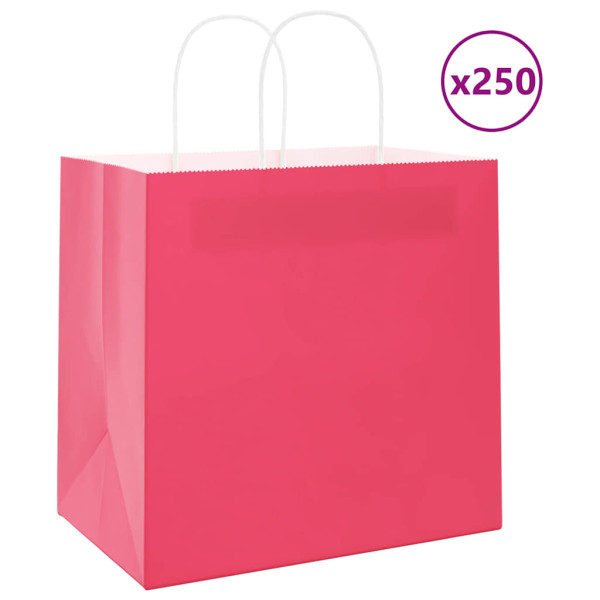 Bolsas de papel kraft con asas 250 uds rosa 54x15x49 cm D