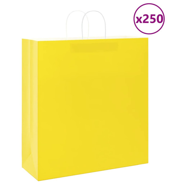 Bolsas de papel kraft con asas 250 uds amarillas 45x17x48 cm D