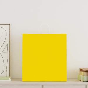 Sacos de papel 250 unid com alças amarelo 45x17x48 cm H