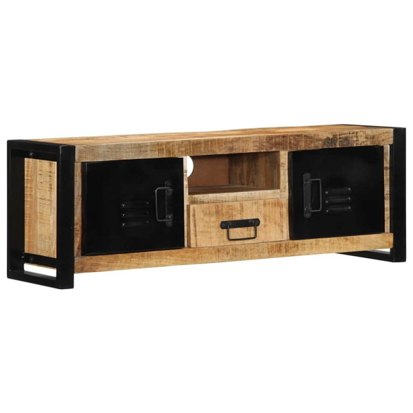 Mueble de TV madera maciza de mango rugosa 100x30x35 cm D