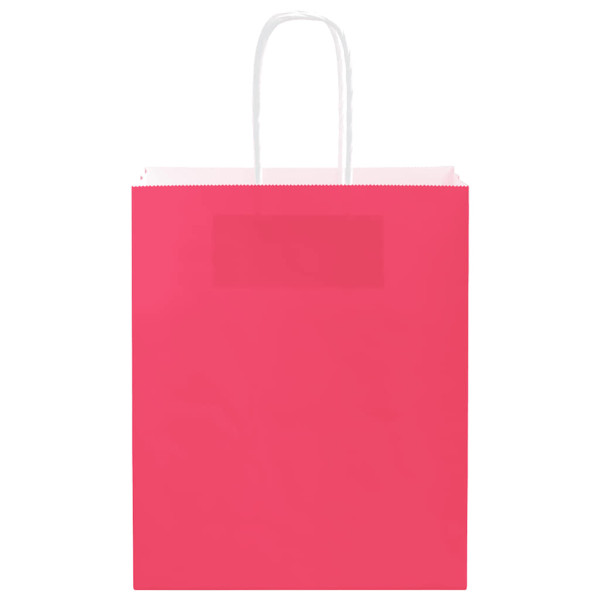 Sacos de papel 250 unid com alças rosa 18x8x22 cm M 5