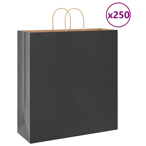 Bolsas de papel kraft con asas 250 uds negra 45x17x48 cm D