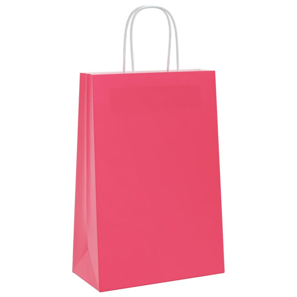 Bolsas de papel kraft con asas 250 uds rosa 21x11x31 cm M 3