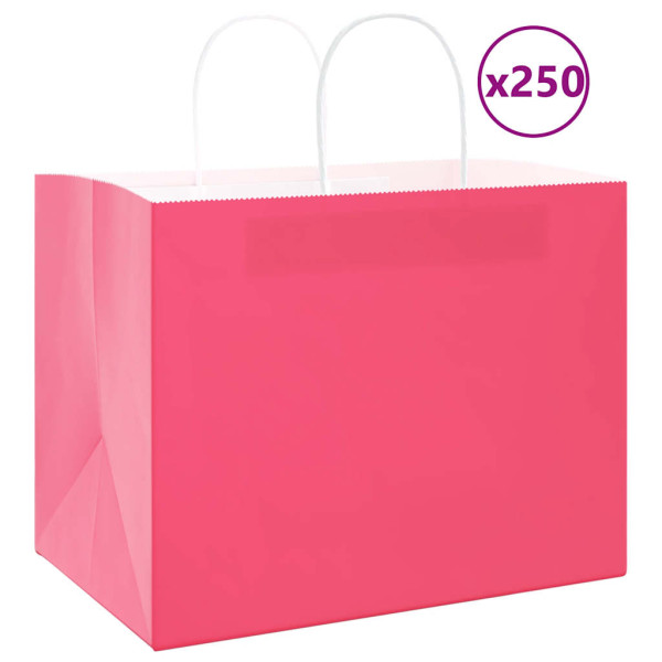 Bolsas de papel kraft con asas 250 uds rosa 32x22x24 cm D