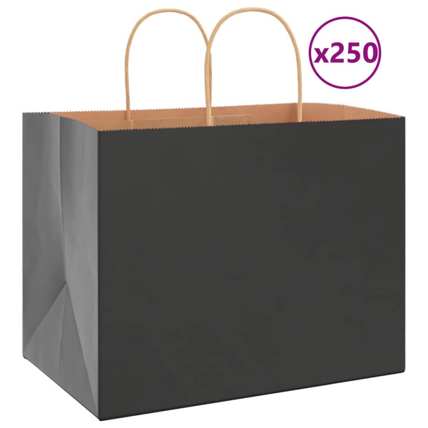 Bolsas de papel kraft con asas 250 uds negra 32x22x24 cm D