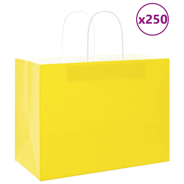 Bolsas de papel kraft con asas 250 uds amarillas 32x17x25 cm D