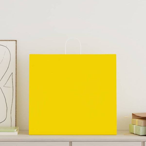 Sacos de papel 250 unid com alças amarelo 54x15x49 cm M 2