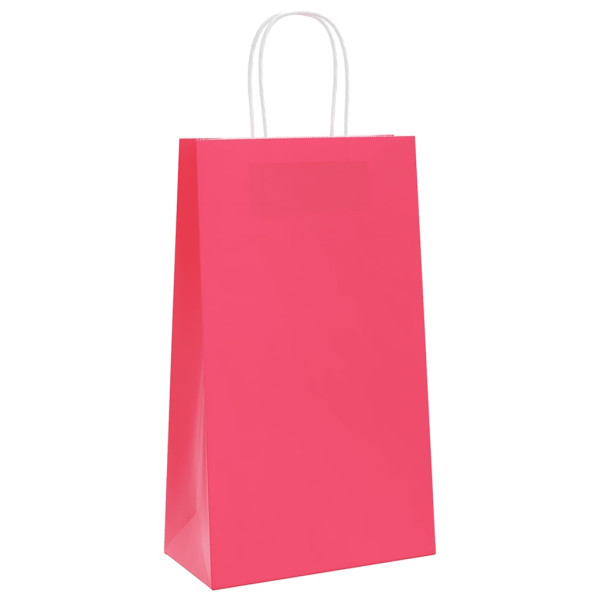 Bolsas de papel kraft con asas 250 uds rosa 21x11x36 cm M 3