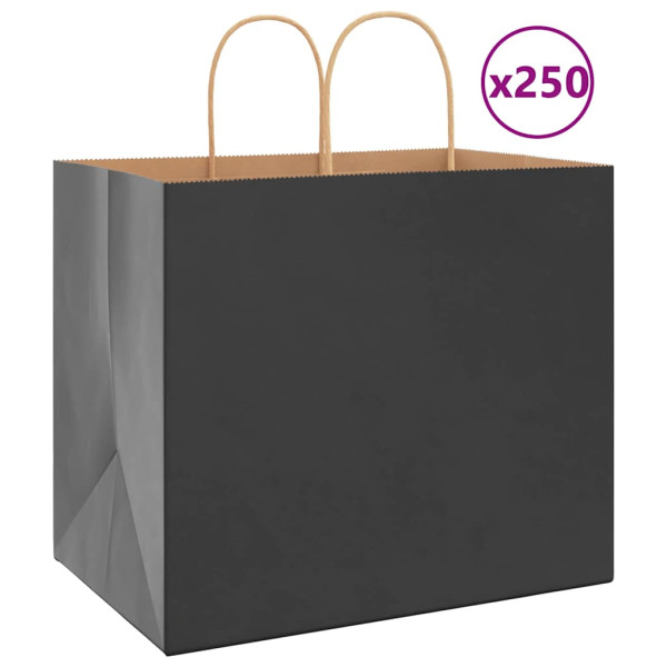 Bolsas de papel kraft con asas 250 uds negra 32x22x28 cm D