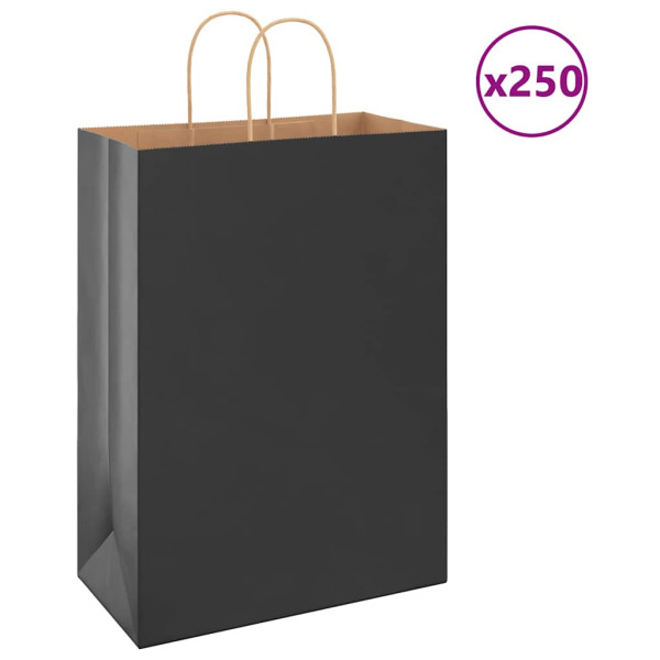 Bolsas de papel kraft con asas 250 uds negra 32x17x44 cm D