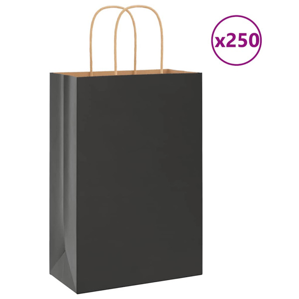 Bolsas de papel kraft con asas 250 uds negra 21x11x31 cm D