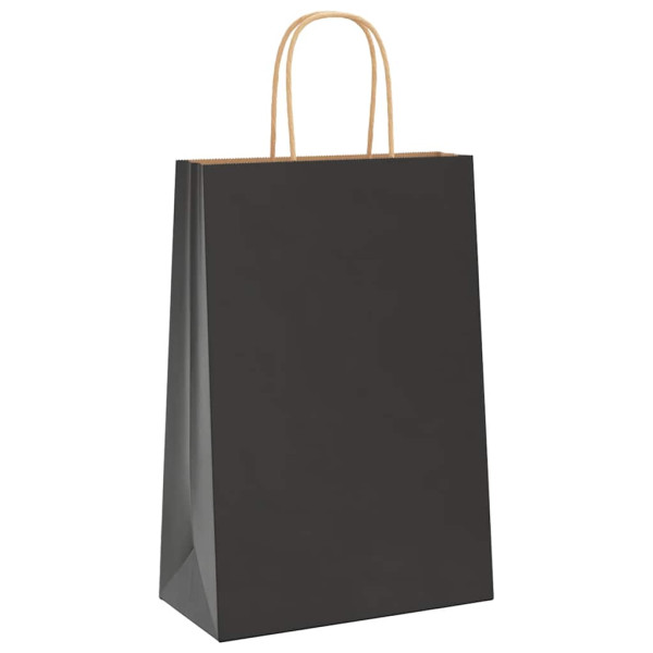 Bolsas de papel kraft con asas 250 uds negra 21x11x31 cm M 3