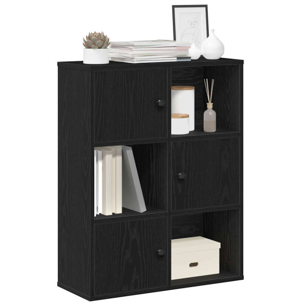 Librería de madera contrachapada roble negro 60x24x76.5 cm D